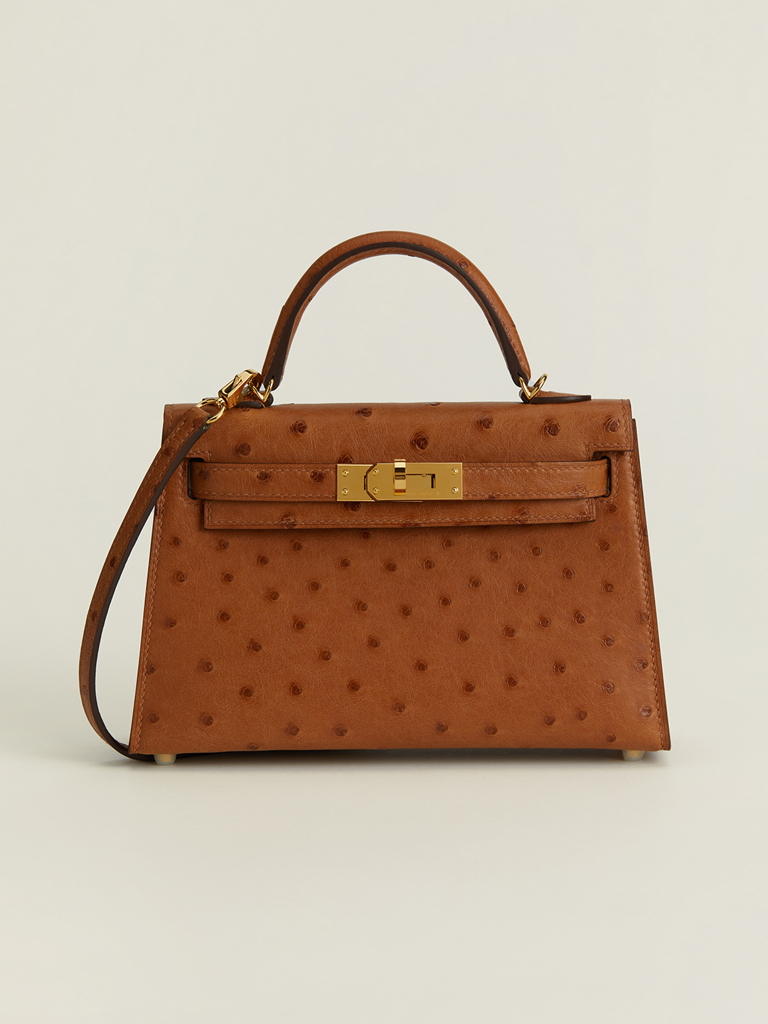 Hermes Kelly Mini II Bag 19CM In Brown Ostrich Leather